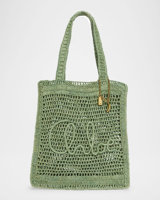 Chloรฉ Summer Banana Tote Bag in Raffia